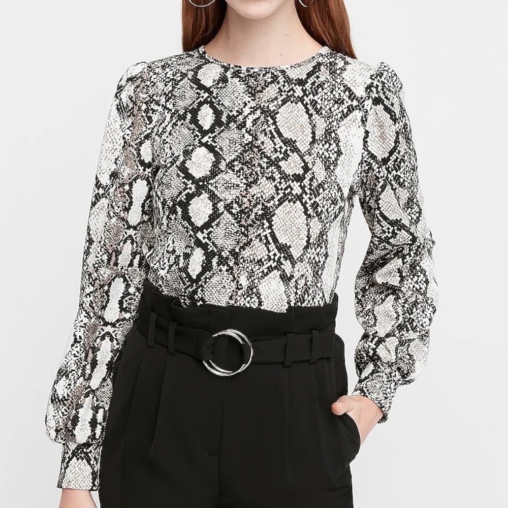 Snakeskin Puff Sleeve Blouse, size XL